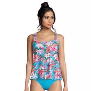 Lands' End Peplum Empire Waist Padded Flutter Scoopneck Swim Tankini NWT